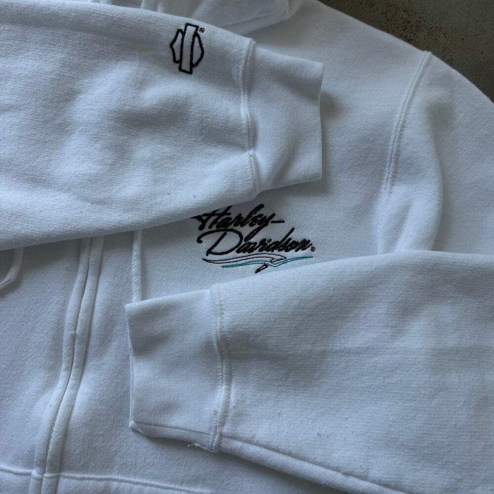 Vintage Y2K Harley Davidson Embroidered Biker Full Zip Hoodie Size Women’s XL - Picture 6 of 10